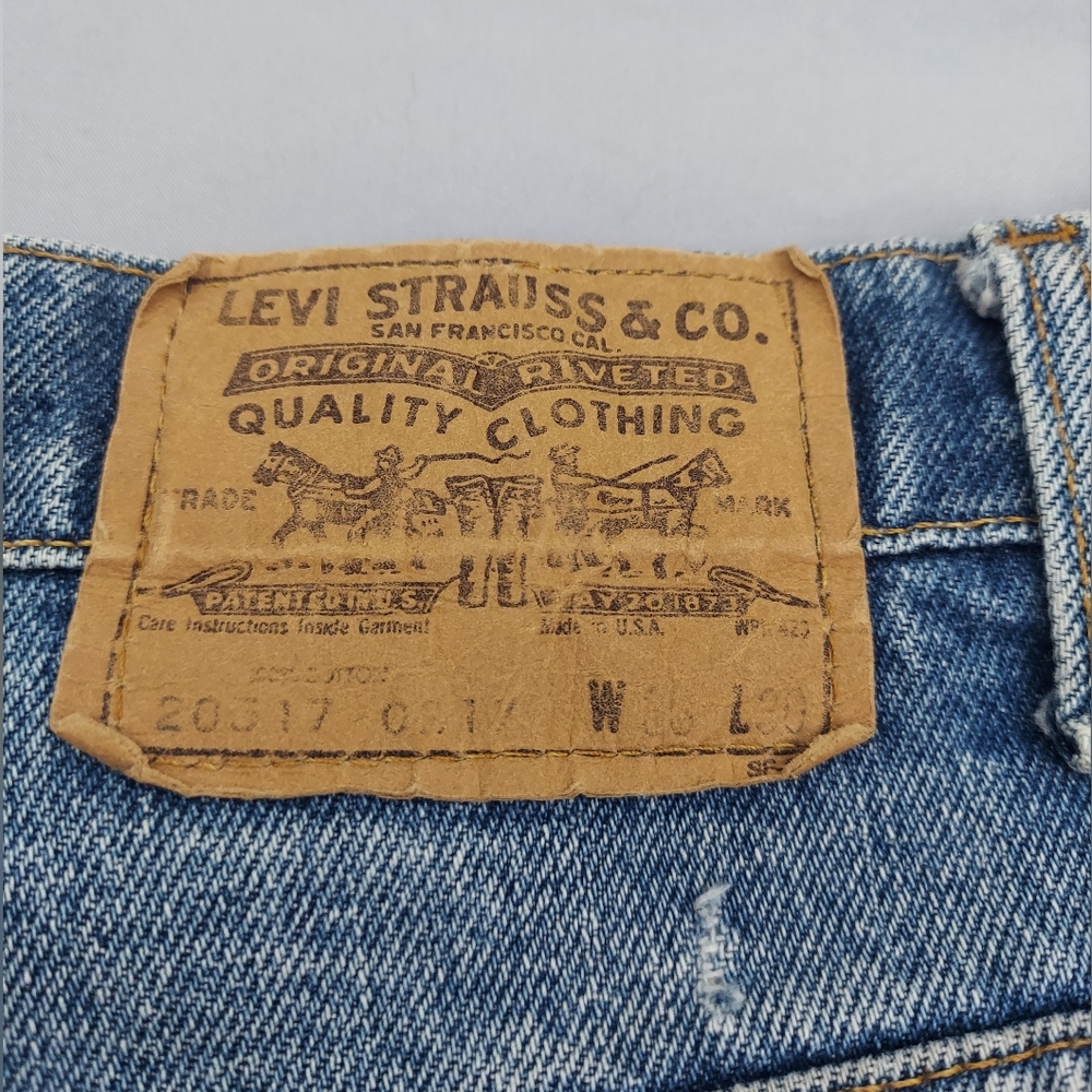 Vintage Levi's Orange Tab Jeans Size 35x32 Distressed Faded Blue Jeans - Picture 3 of 16